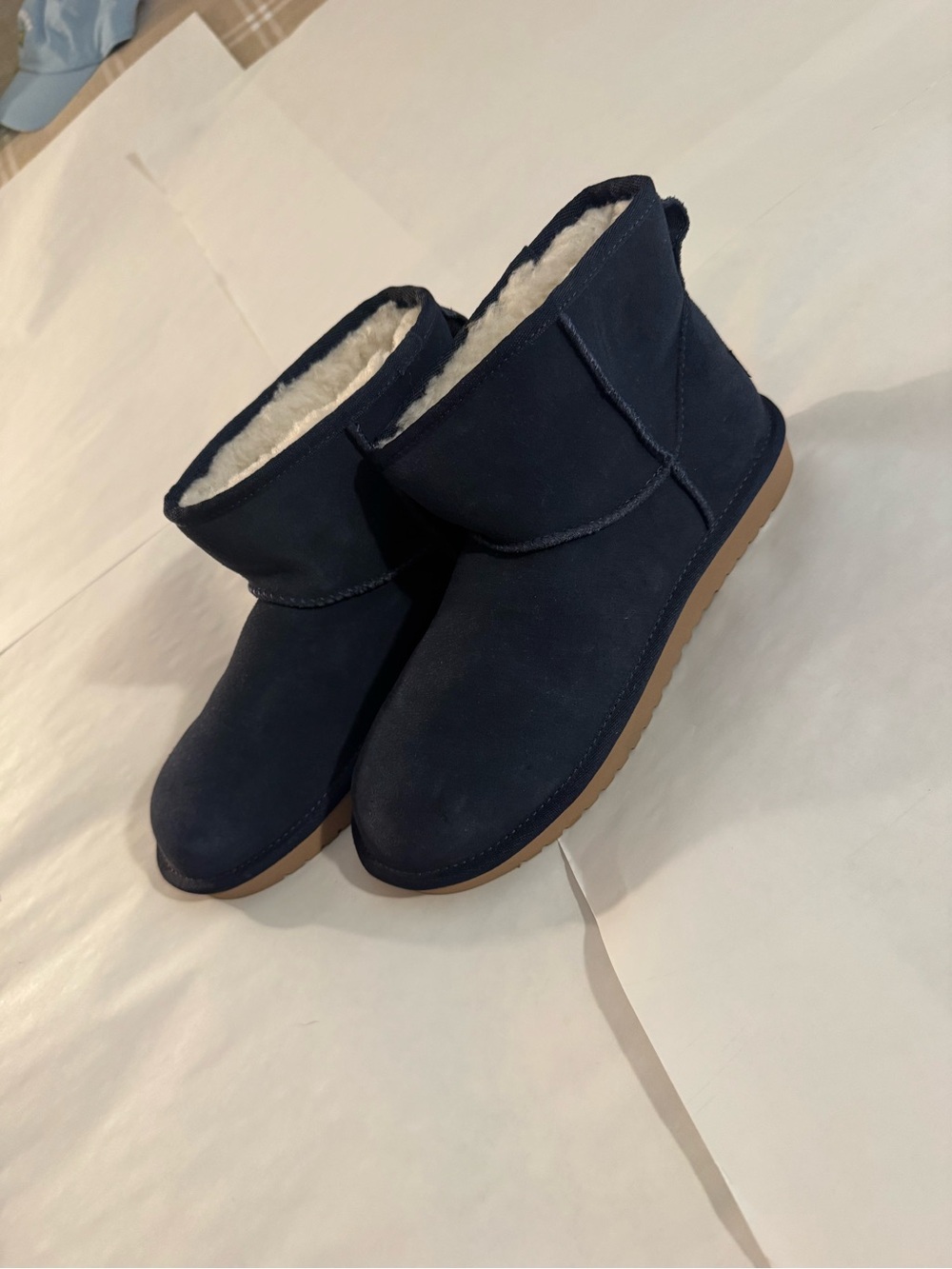 Koolaburra Navy Faux-Shearling Ankle Boots
